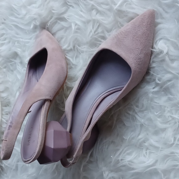 Mango Shoes - MNG/ Mango geometric  heel suede shoes
